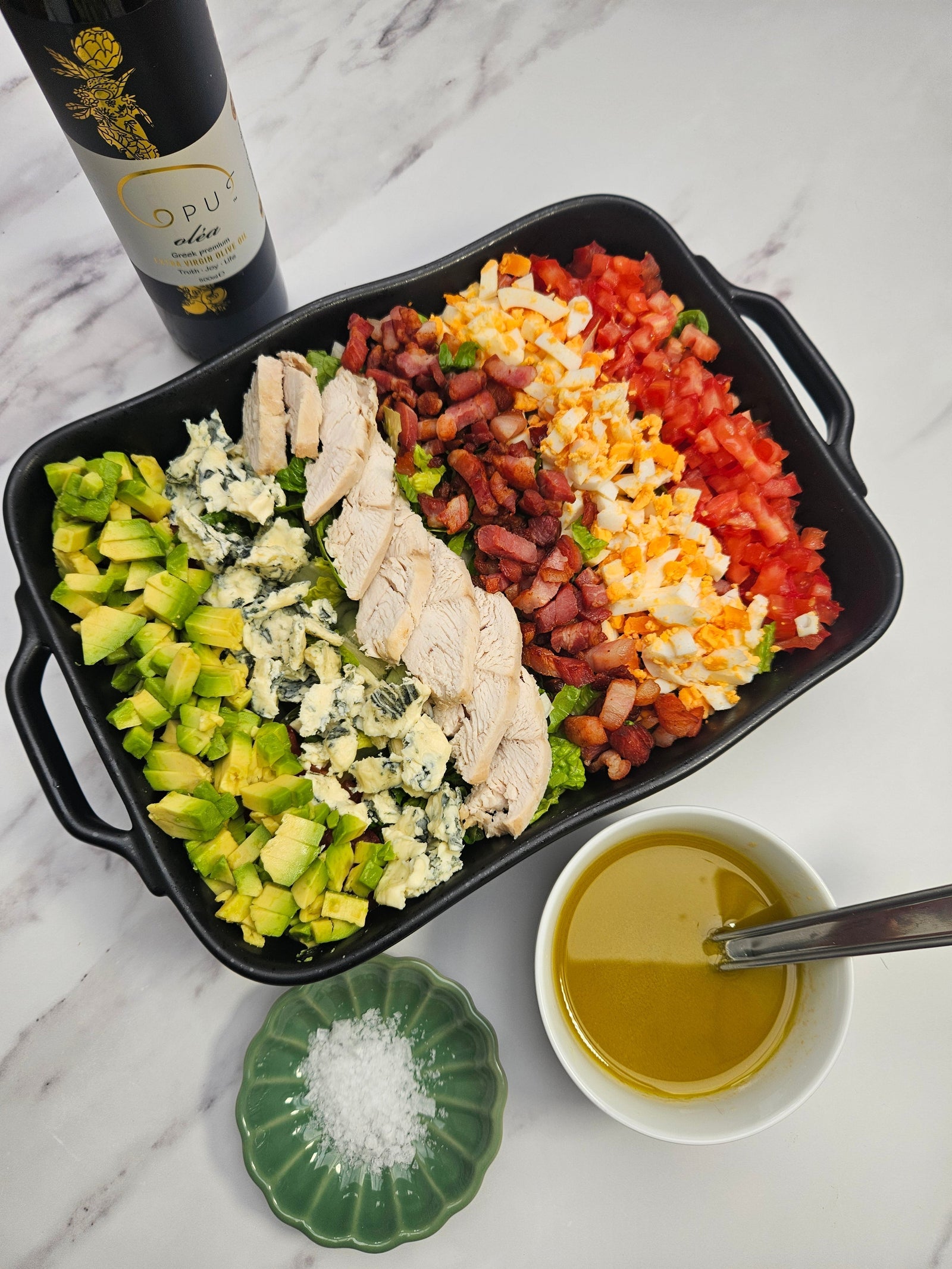 Cobb salad with Opus Olea olive oil vinaigrette