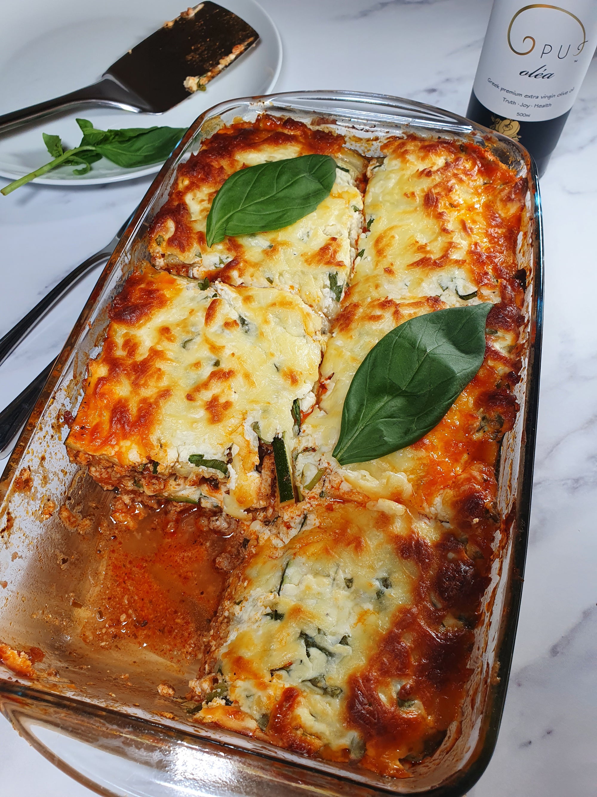 Light and quick lasagna with Opus Olea extra virgin olive oil