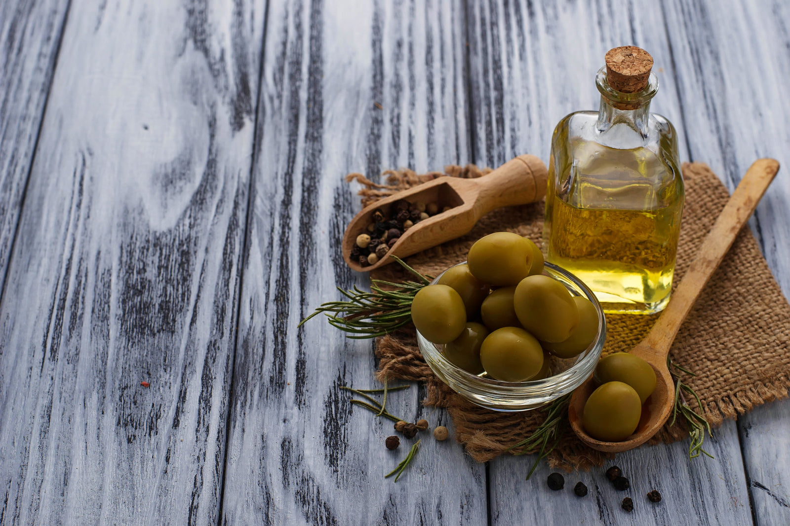 olive oil on the table